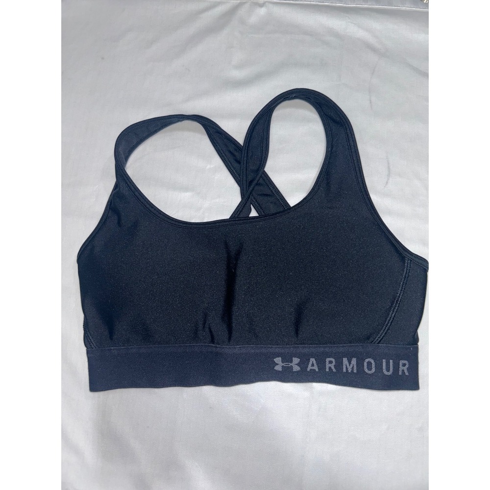 Under Armour HeatGear Mid‎ Keyhole Sports Bra Black Small 1307200 Compression